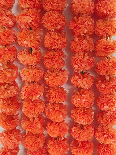 Guirlandes indiennes de décoration de mariage GANESHAM - Décoration de fête - Guirlandes de fleurs pour photos - Décoration de maison - Soucis artific...