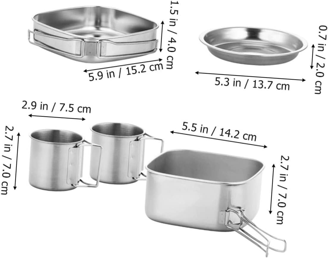 Kisangel 1set Multi-Function Portable Stainless Steel Camping Cookware Set Design for Outdoor Cooking Hiking and Picnics Cookware Kit for Easy Storage and Use