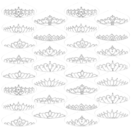 TOBATOBA 30Pcs Tiaras for Women Sparkling Rhinestone Tiaras Bulk Set Headband Princess Crowns for Women for Birthday Party Wedding Costumes Proms