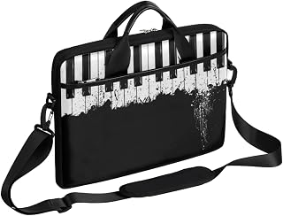 14-14.5 Inch Laptop Bag Vintage Music Computer Case Travel Totes Briefcase, Piano Key Musical Laptop Sleeve with Shoulder Strap for Women Men Girls Boys