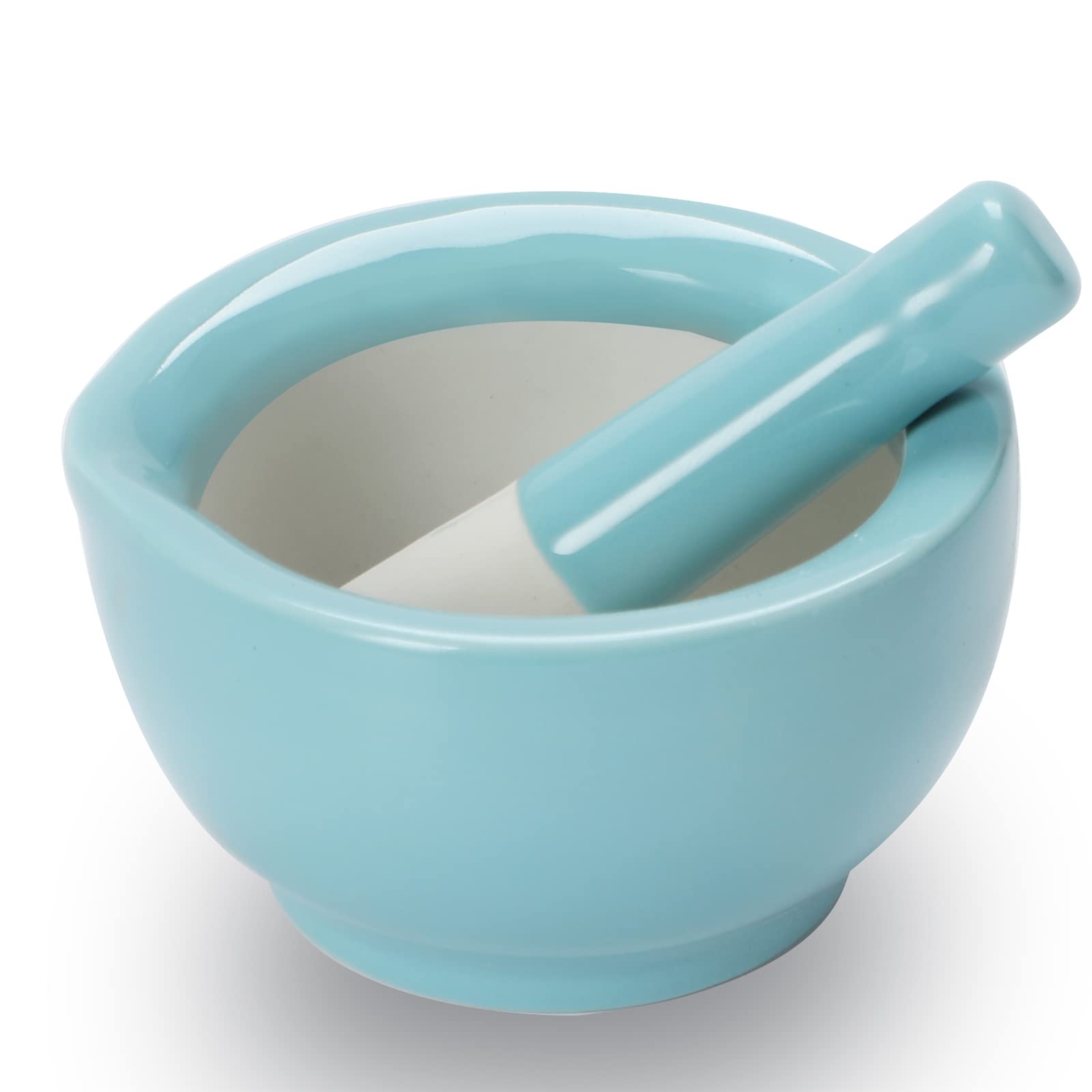 ONTUBE Mortar and Pestle Set, Ceramic Stoneware Spice Herb Grinder Pill Crusher Set (3.2 Inch-Turquoise)