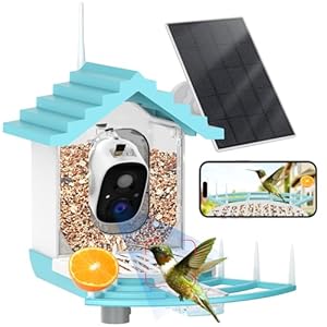 Bird Feeder with Camera – AI Identify Bird Species,Live View,Instant Arrival Alerts,Capture Bird Video,32GB,IP65 Waterproof,Bird Camera,Solar Powered Bird House Cameras,Smart Bird Feeder with Camera