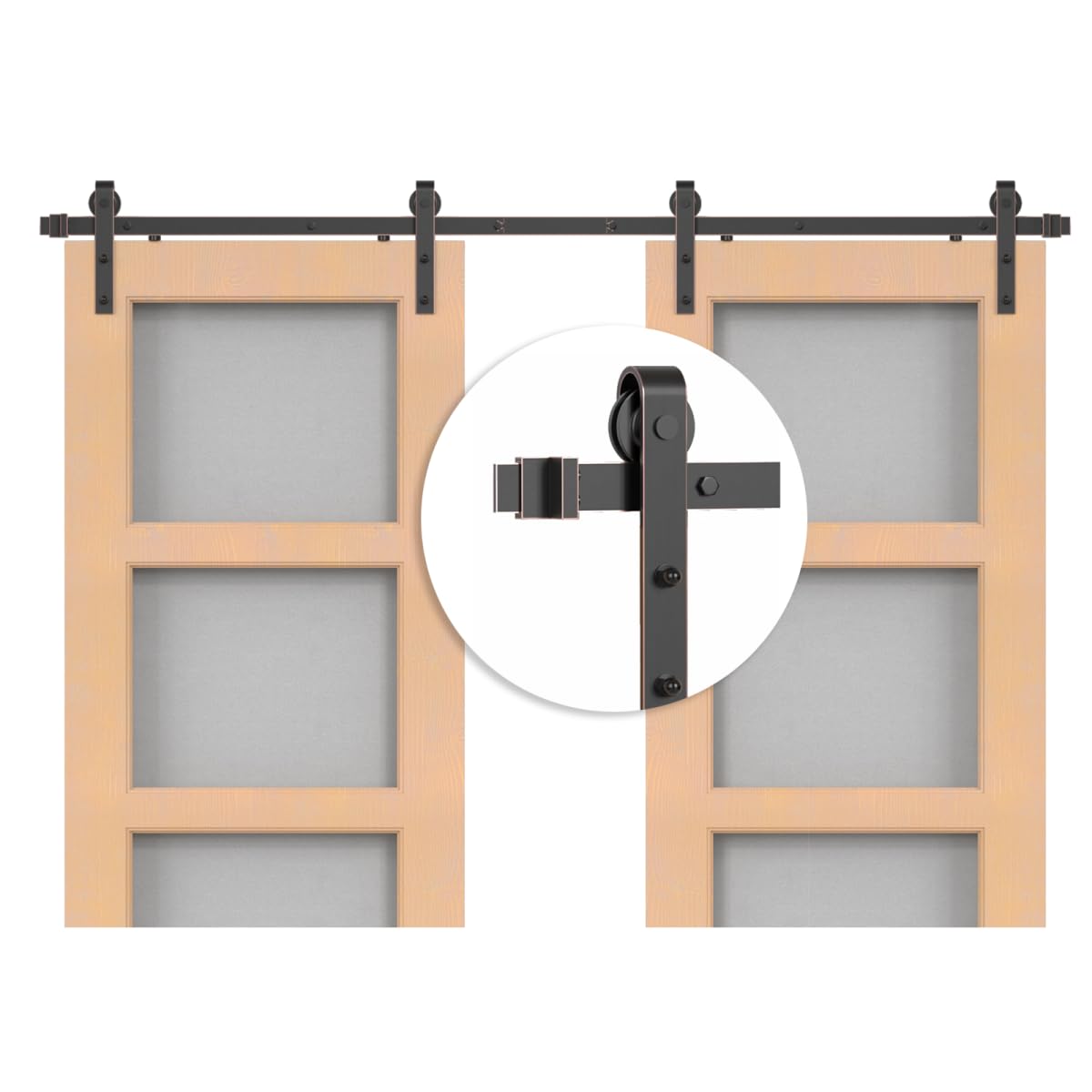 6.6FT Classic Brass Sliding Barn Door Hardware Kit for Interior Door Brushed Gold — Amazon image 13