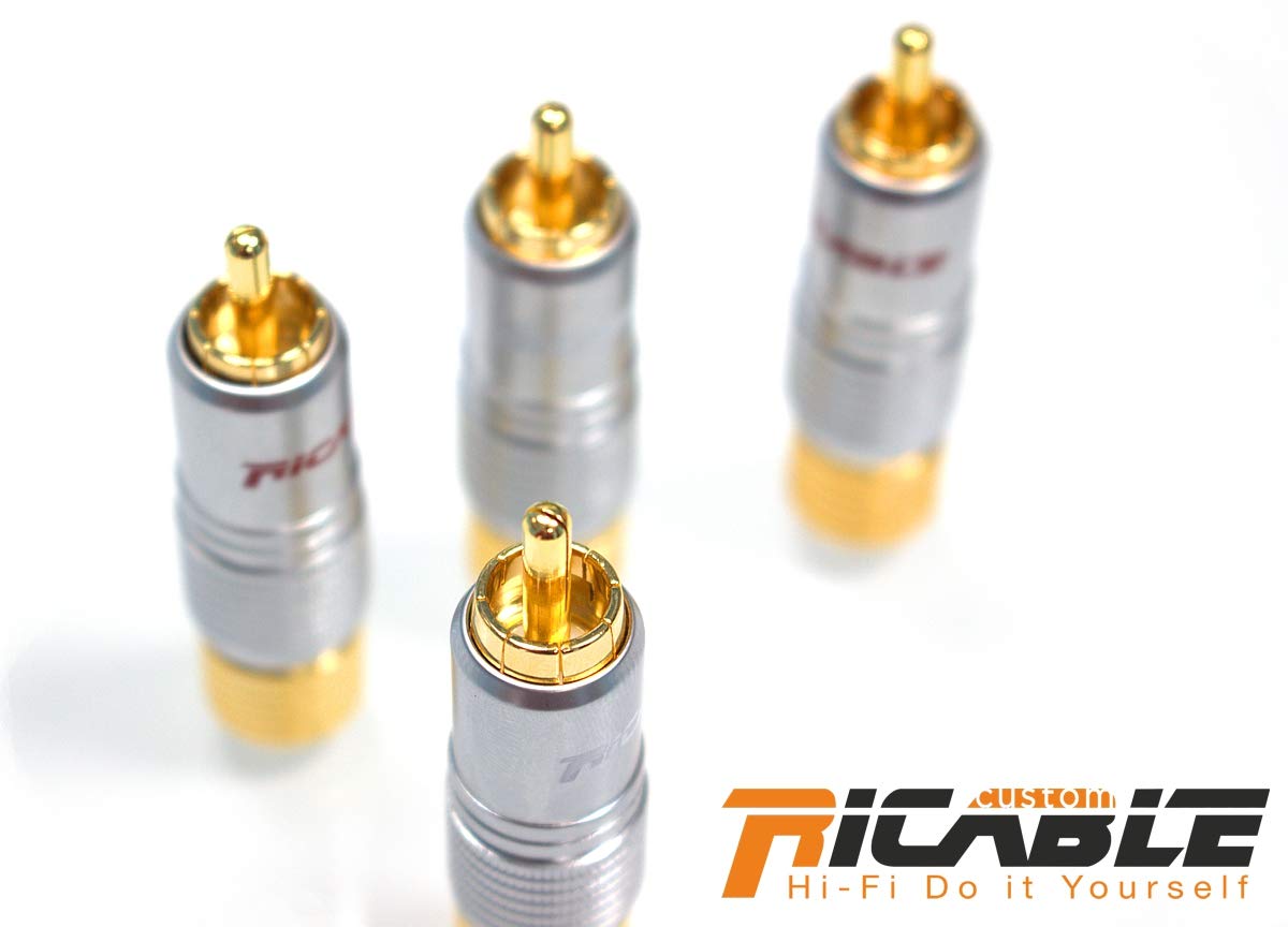 Ricable Custom RNH - Kit 4 Pz. Conector del Enchufe Hi-Fi de RCA Macho para soldar 10 mm