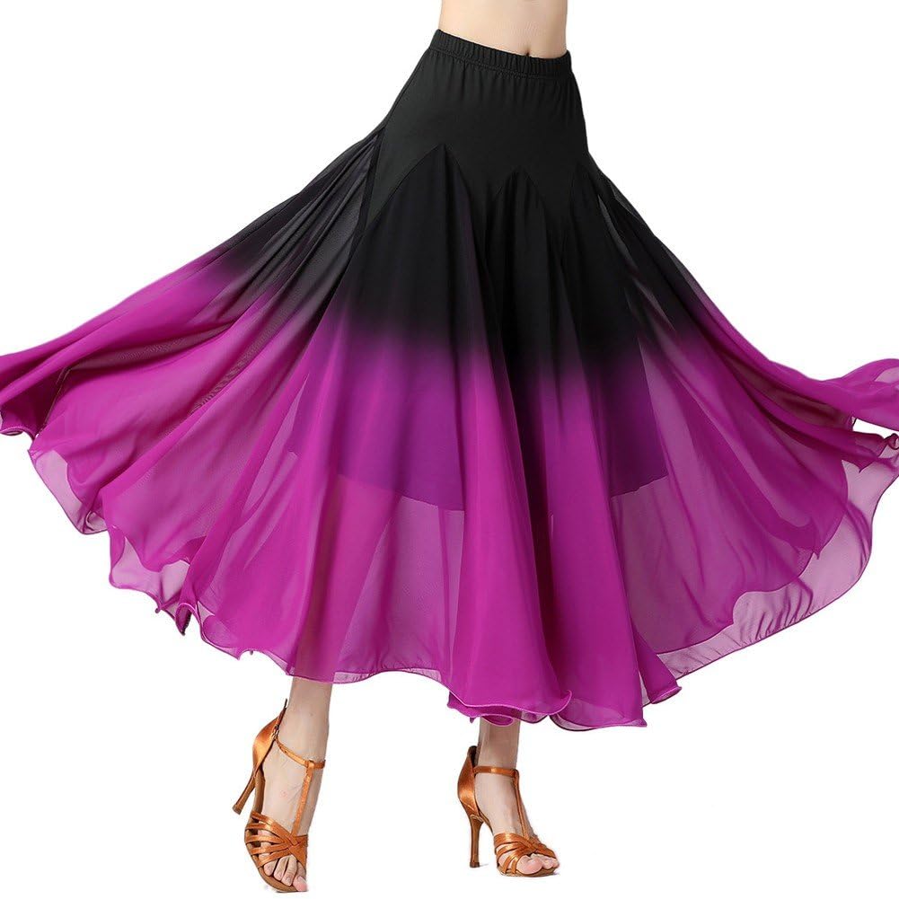Jupe Longue De Danse De Salon pour Femmes, Jupe De Danse Flamenco, Jupe Pivotante Dégradée, Costumes De Danse du Ventre pour Pratique De Danse Moderne