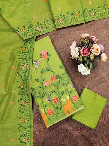 Image of DEVANGI Women's Jamdani Cotton Unstitched Suit & Dupatta Material