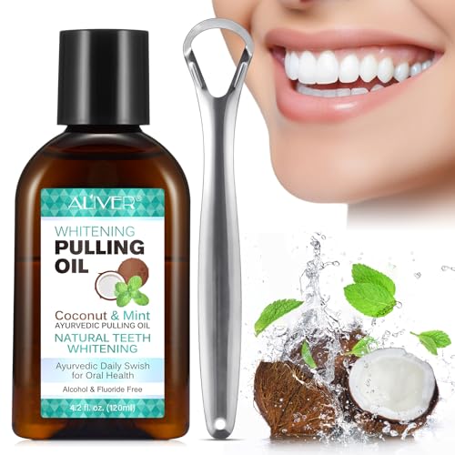 Aceite Blanqueador, Enjuague Bucal Con Aceite De Coco, Enjuague Bucal Con Aceite Blanqueador Natural, Mezcla Premium De Limpieza Y Reducción De Placa De 4.2Onzas Líquidas, Elimina El Sarro Y La Placa