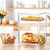 Attelite Pastry Display Case,4 Layers Adjustable Clear Bread Box for Kitchen Countertop,Bread Storage with Magnetic Door Bakery Pastry Display15.5x11.4x9.8inch
