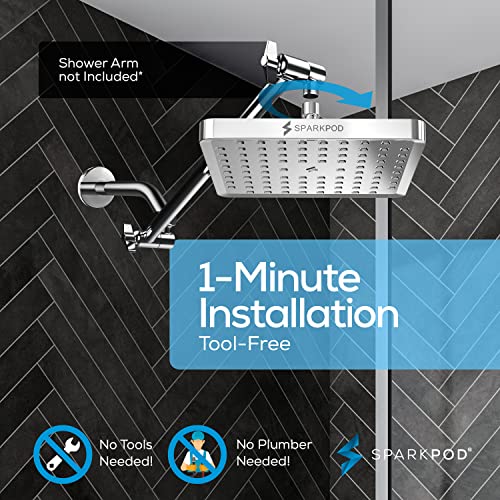 Sparkpod D10I894 Shower Head - High Pressure Rain - Premium Quality Luxury Design - 1-Min Install - Easy Clean Adjustable Replacement For Your Bathroom Shower Heads thumb #4