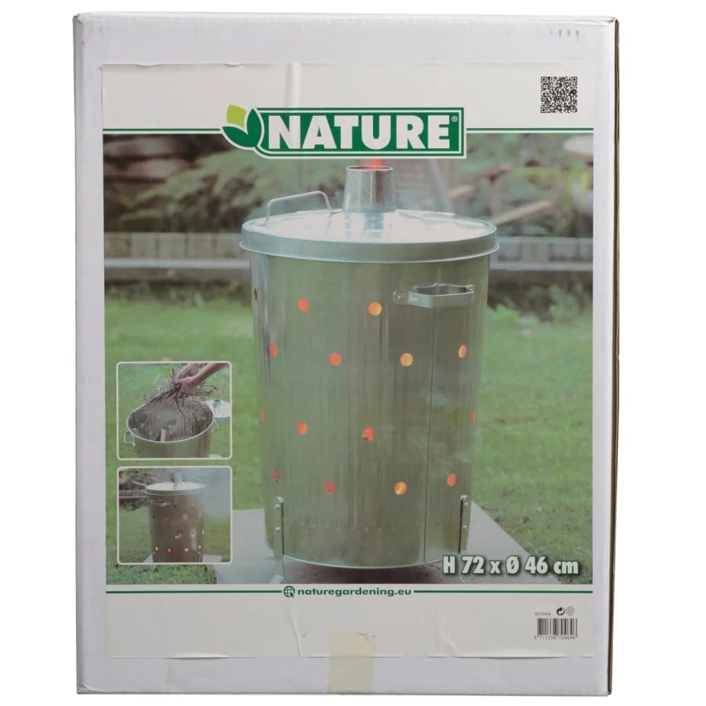 Nature Incinerador Redondo de Jardín de Acero Galvanizado Quemador de Hojas