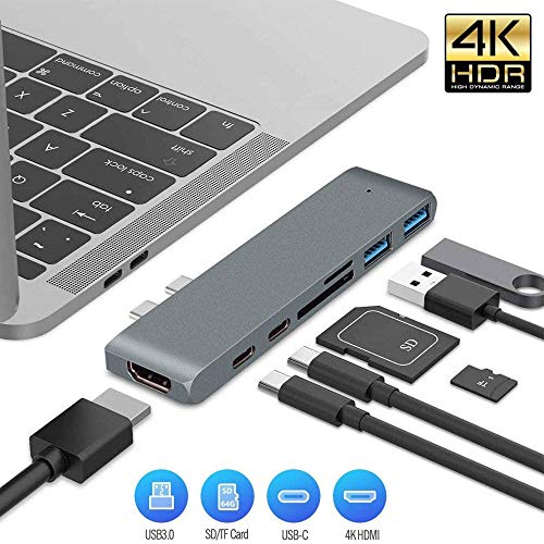 Hub USB C para MacBook Pro, adaptador tipo C Hub con lector de tarjetas SD/TF, 100 W PD, USB 3.0/2.0, adaptador Thunderbolt 3 para MacBook Pro 2019/2018/2017/2016, Macbook Air 2019/2018
