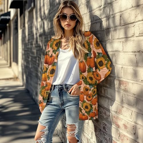 Image of Women's Lightweight Cardigans with Pockets Trendy Long Sleeve Open Front Cardigan Casual Tops Jackets Fall Oufits S-2XL