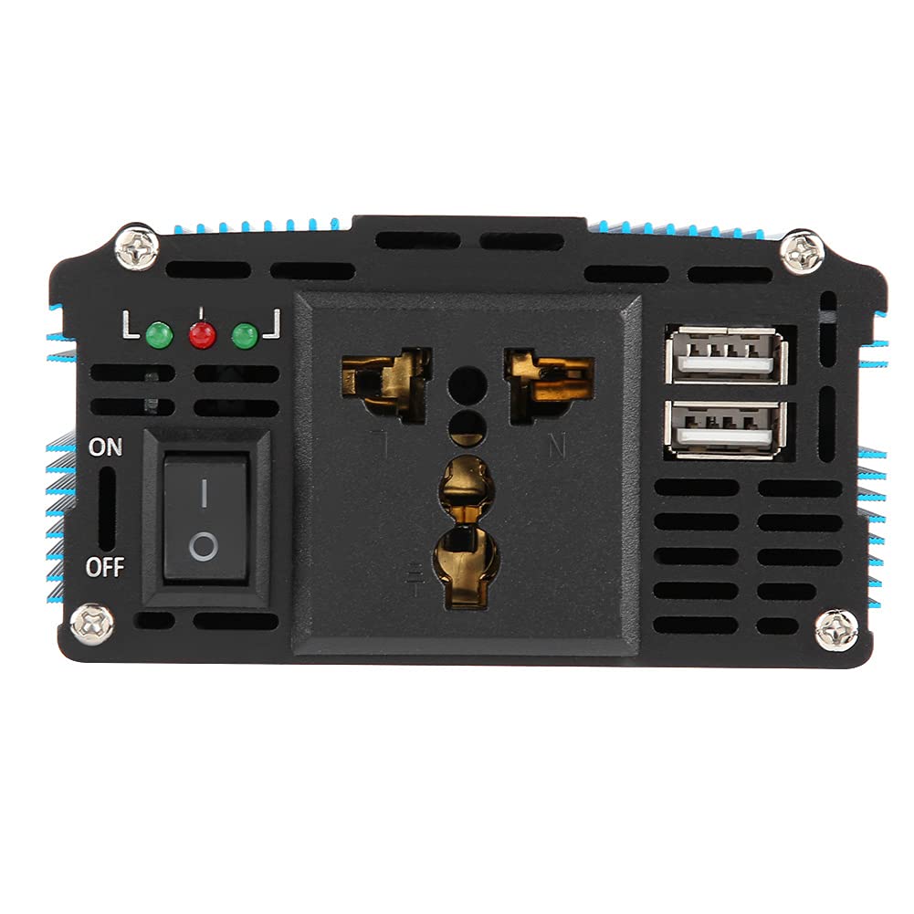 Generic Inversor de Corriente de 500 W 12 V a CA 220 V-240 Convertidor de Corriente de Metal Robusto para Automóvil con Cargador USB Dual para Viajes por Carretera y Uso de Emergencia