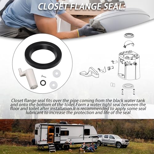 Image of 42048 Waste Ball Drive /Waste Ball Drive Arm Kit Compatible with Thetford Aqua Magic Style Lite, Style II, Style Plus Toilet(Include Closet Flange Seal, Drive Arm, Screw,Plastic Rings)