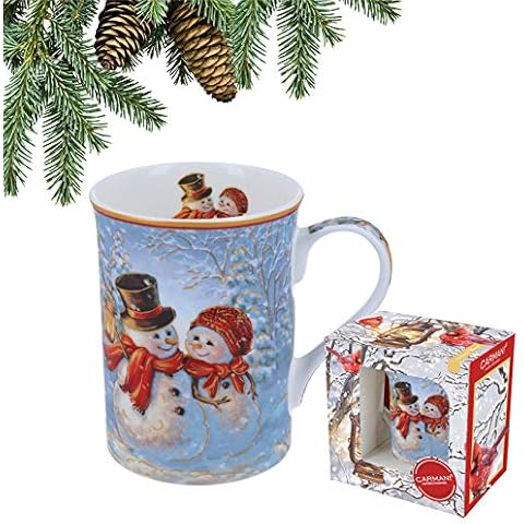 CARMANI - Christmas Mug, Festive Porcelain Mug Decorated with Christmas Theme 400ml Cover