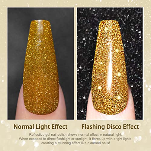 Esmalte en gel con brillo dorado RARJSM 15ml miniatura 2