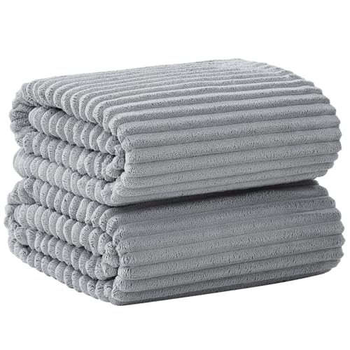 Oversized Bath Sheets 40x80 Inches Extra Large Bath Towels for Adults Super Soft Quick Dry Highly Absobent Microfiber Shower Towels for Bathroom, Pool, Gym, Yoga Towel (Gray, 2Piece)