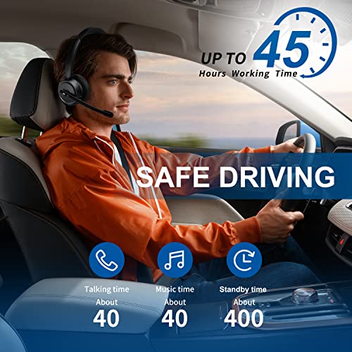 Pointcinco Bluetooth Headset With Ai Noise Canceling Microphone, Convertible Stereo To Mono Headset, Wireless Headset With Usb Dongle For Computer Game Office Call Center Skype Zoom Meeting Trucker #TOP5