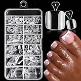 240pc Fake Toenails Full Cover Cover Gel Toe Nail Tips Clear Press on Toenail, Short Square Fake Toes Nails Tips Clear Gel Toenails Extrension False Toe Nail Feet Artificial Toenail Tip