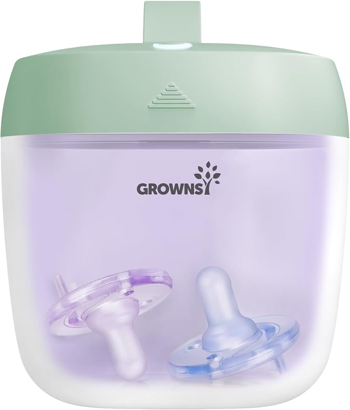 GROWNSY Pacifier Sanitizer Portable Holder Case, Green | UV Light Sanitizer on The Go, USB Charging Sanitizer Case, Mini Pacifier Sanitizer 99.99% Cleaned in 59 Seconds (Green)