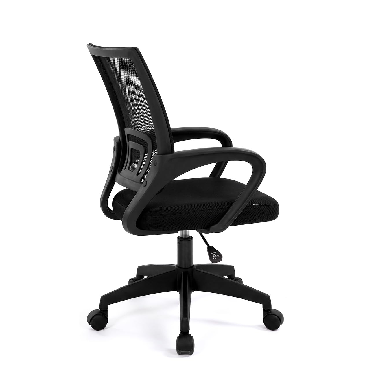 duehome | Silla de Escritorio Ergonómica con Respaldo Transpirable, Altura Regulable, Ruedas 360°, Modelo Nika, Acabado en Color Negro, Medidas: 55 cm (Ancho) x 47 cm (Largo) x 84-94 cm (Alto)
