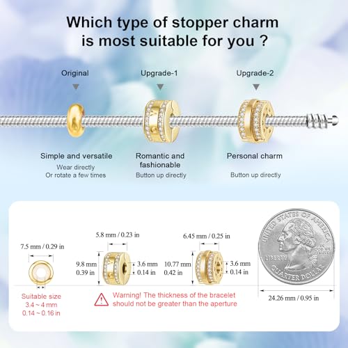 2PCS Gold Tone Stopper Charms Fit Pandora Bracelet Rubber Spacer Bead by DALARAN - Used condition - Image 5