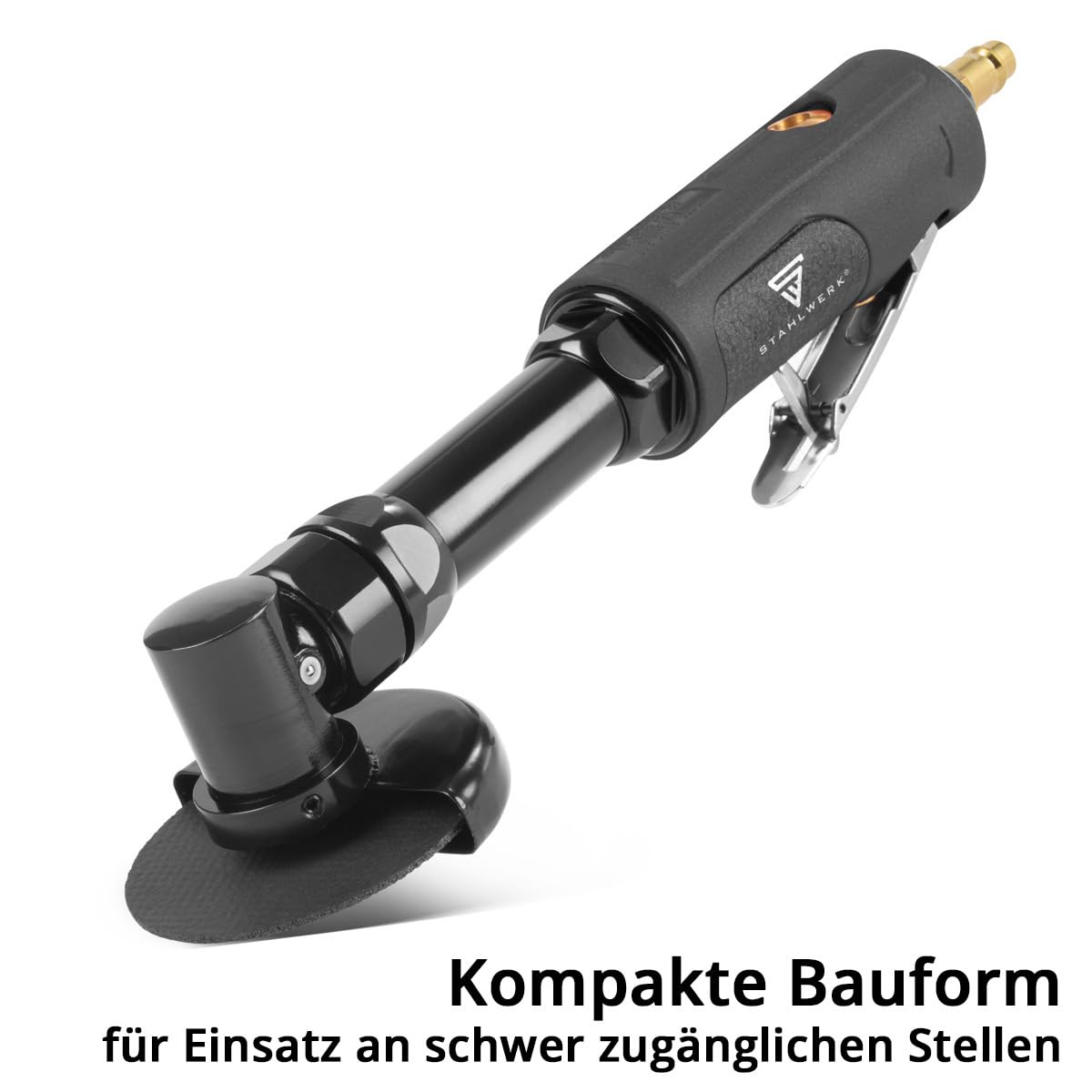 STAHLWERK Coupe-tronçonneuse à air comprimé DTS-310 ST avec 18 000 tr/min et ¼" pour disques à tronçonner de 3"/76,2 mm, meuleuse d'angle extra longue, meuleuse pneumatique, meuleuse pneumatique
