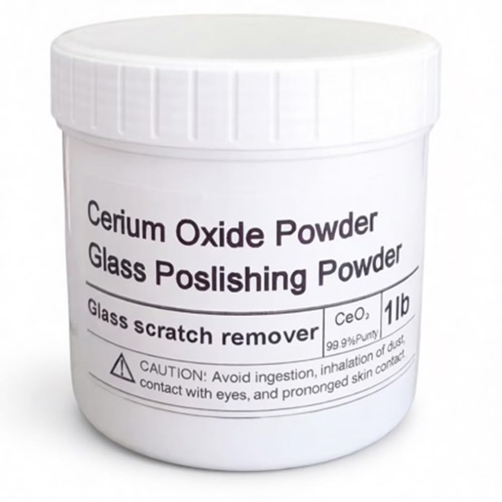 1 lb Cerium Oxide Polishing Powder in Plastic Bottle, 3.5-Micron High-Grade Compound for Fine Scratch Repair and Polishing of Glass Surfaces and Ceramics