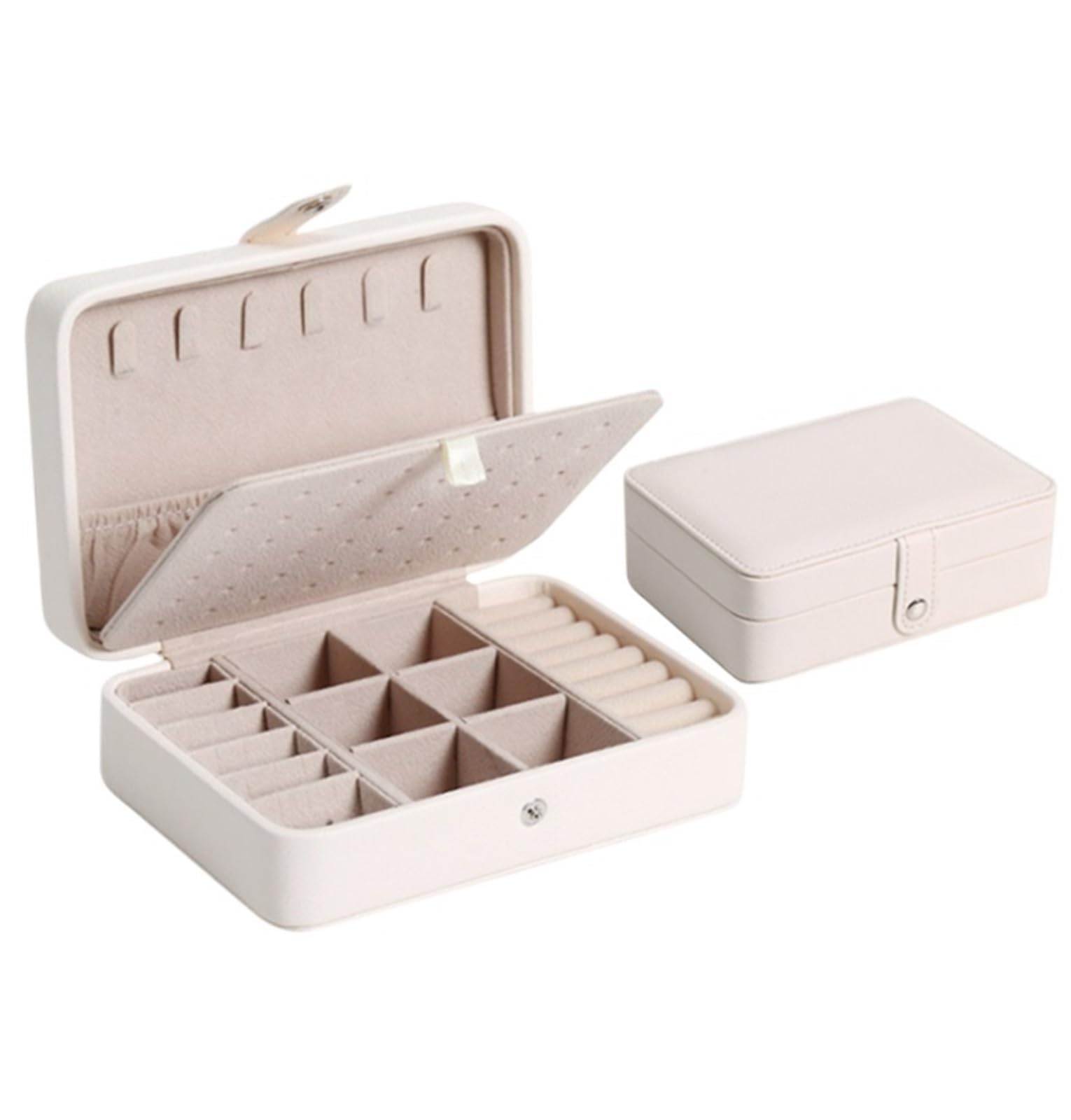 Portagioie Scatola portaoggetti for Gioielli Organizzatore da Viaggio Portatile Custodia for Gioielli Custodia in Pelle Orecchini Collana Anello Organizzatore di Gioielli Display(White)