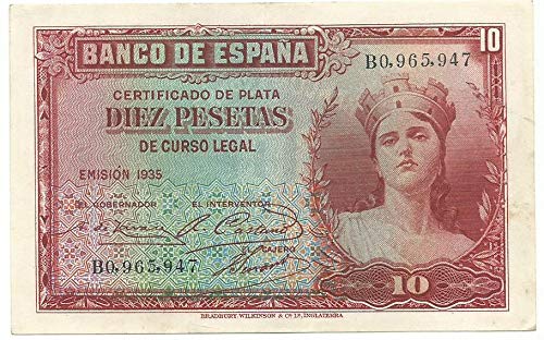 ESPAÑA II REPÚBLICA Billete Original 10 PESETAS 1935