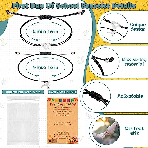 Image of EOBOH First Day of School Bracelet Mommy and Me, Prek Matching Wish Bracelets Set, Adjustable Bracelet for Boys Girls Gifts Stuff Bulk