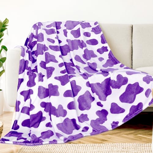 Kivee Purple Kuhmuster Fleecedecke 40x50