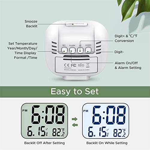 image for Mpow Travel Alarm Clock, Digital Clock with Snooze, Backlit, Temperatu
