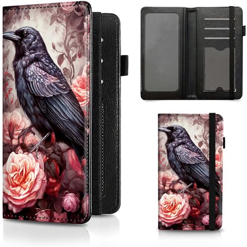 BFDHGQZC Checkbook Cover for Women Men, RFID Blocking Personal PU Leather Checkbook Check Book Holder Wallet with Elastic Tape & Credit Card Slot,Bird And Roses