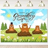 Mocsicka Happy Groundhog Day Backdrop Cute Groundhog Day Background Groundhog Day Decorations Supplies for Weather Forecast Spring February (7x5ft)