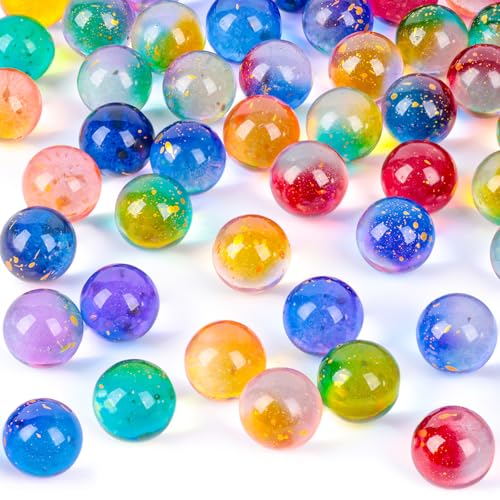 POPLAY 35PCS Colorful Glass Marbles, Round Marble Beads Decorative Glass Gems for Collectable Kids Marble Games Home Decoration