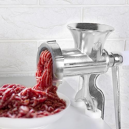 Topyond Meat Grinder Manual, Stainless Steel Hand Crank Meat Mincer, Sausage Maker Table Mount Pork Mincer, Sausage Stuffer Funnel Make Homemade Burger Patties for kitchen Restaurant Use