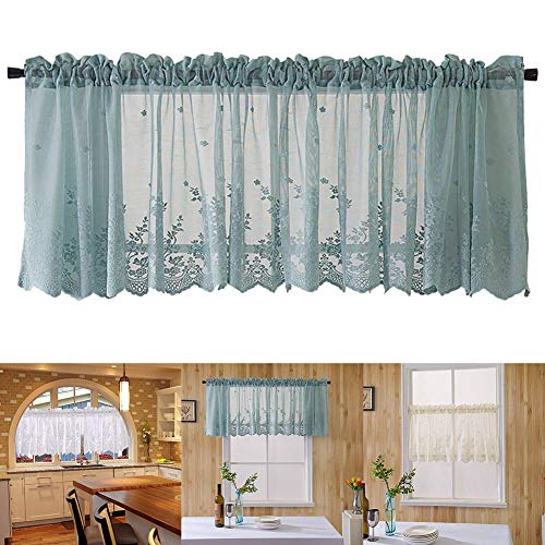 Super1798 1 peça 74 cm x 61 cm Cortina curta de renda com janela de renda e janela para varandas, co