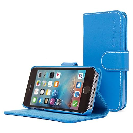 Snugg iPhone 5 / 5s Case Leather iPhone 5/5s Flip Case Premium Wallet Phone Cover with Card Slots for Apple iPhone 5 / 5s - Electric Blue