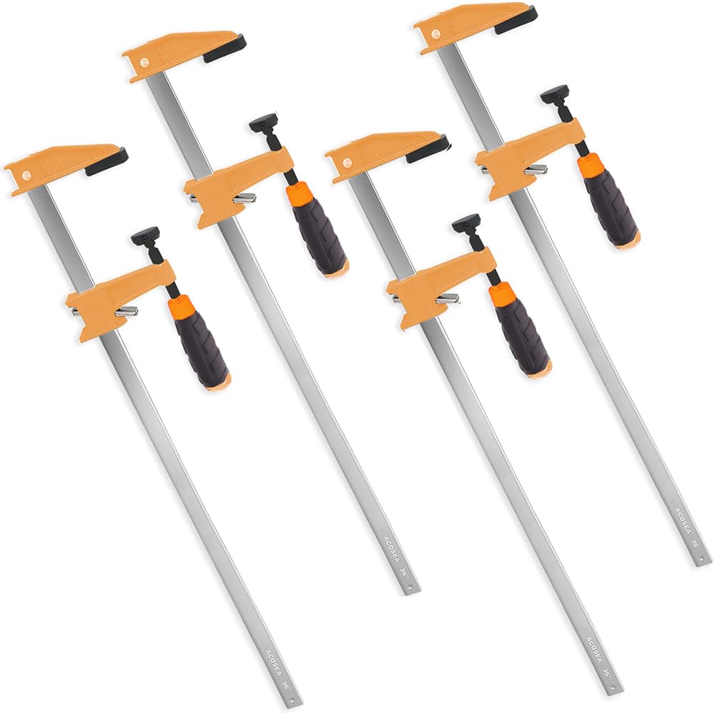 4 Piece Carpenter Clamps, 90 cm Long Heavy Duty Bar Clamps, Adjustable and Quick Release, Maximum Clamping Force 270 kg