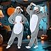 LPLKON Donkey Onesie Costume Unisex Adult - Grey Hooded Animal Outfit for Halloween, Cosplay, Costume Party (M)