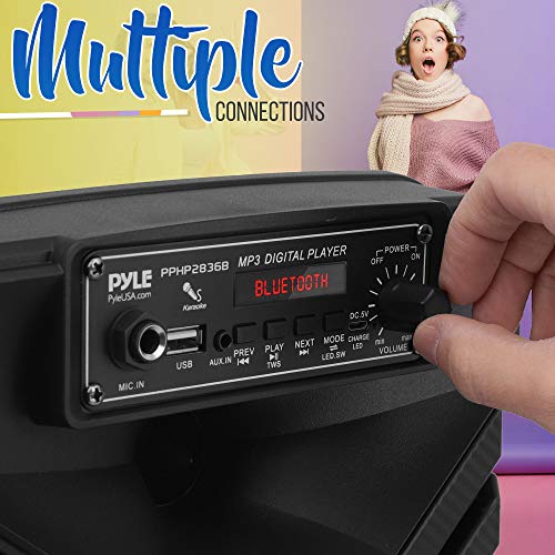 Portable Bluetooth Pa Speaker System & Vhf Wireless Microphone System - Professional Battery Operated Handheld Dynamic Unidirectional Cordless Microphone Transmitter Set W/Adapter Receiver #TOP2