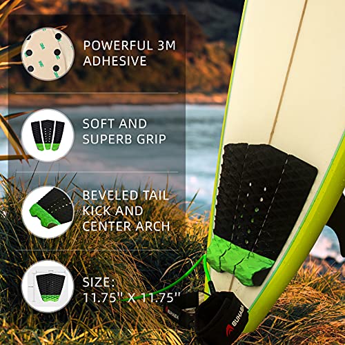 image for Abahub 3 Piece EVA Surfboard Deck Traction Pads with Kicker for Stomp 