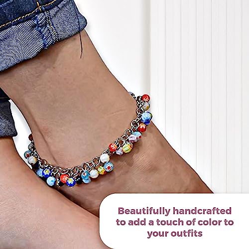 Shop Lc Multicolor Murano Style Bead Charm Ankle Bracelets For Women Adjustable Beach Fashion Foot Jewelry Beaded Anklet In Stainless Steel Boho Gifts Birthday Gifts #TOP2