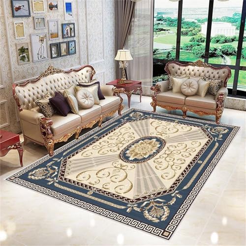 Tapis design bleu rétro 200x300 cm, élégance et confort grand format - 2