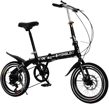 Folding Bicycle for Adult, 16 Inch Small Bicycle for Commuting, Foldable and Portable, No Installation Required, Lightweight, 1 Second Foldable, High Carbon Steel Double Disc Brake, Suitable
