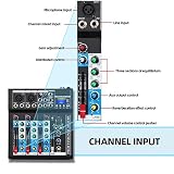 Depusheng HT4 Kompatybilny z Bluetooth profesjonalny przenośny cyfrowy mikser DJ z USB, 4-kanałowy mikser audio z interfejsem audio do nagrań studyjnych, kolor czarny