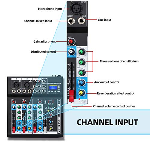 Depusheng HT4 Bluetooth-kompatible professionelle tragbare digitale DJ-Konsole mit USB-4-Kanal-Mixer Audio-Interface… - Image 5