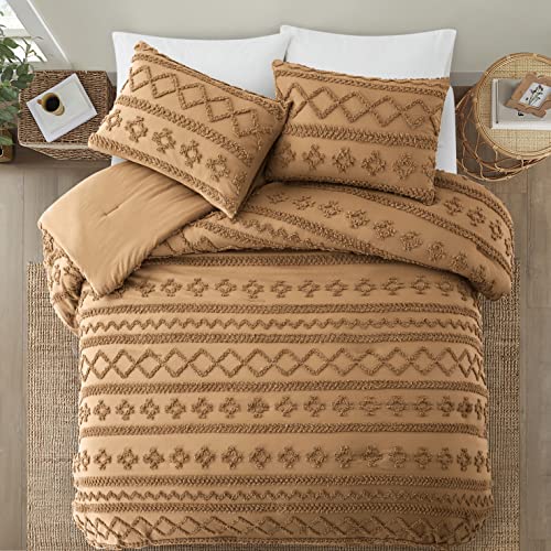 Oli Anderson Pumpkin Queen Comforter Set Tufted Bedding Set Queen 3 Pieces, Boho Shabby Chic Comforter With 2 Pillowcases (Pumpkin,Queen) #TOP5