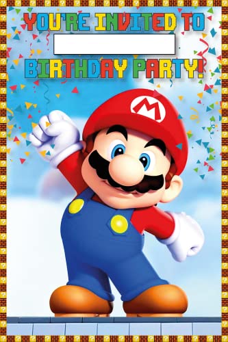Set of 40 Super MThemed Happy Birthday Invitation Cards & Envelopes - Lightweight (240g), Postcard Style Invites for the Perfect Party Pack